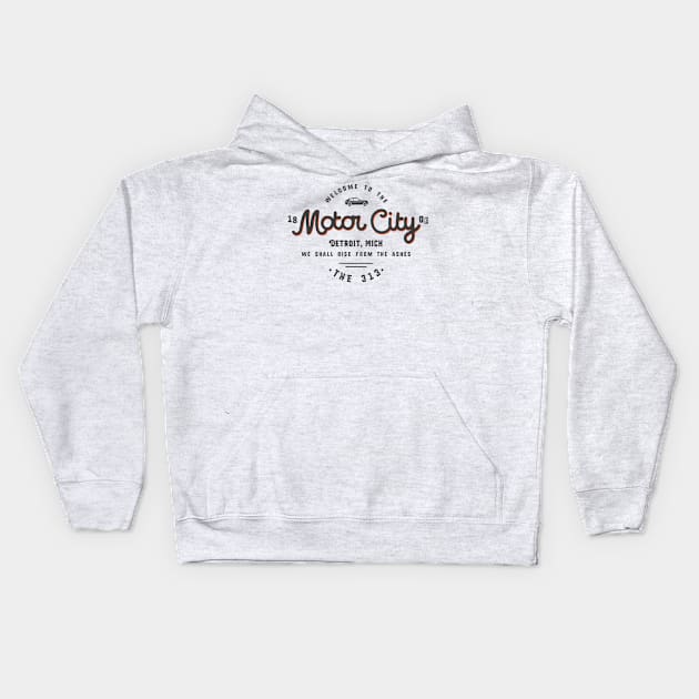 The Motor City Detroit Michigan Kids Hoodie by derekcreates